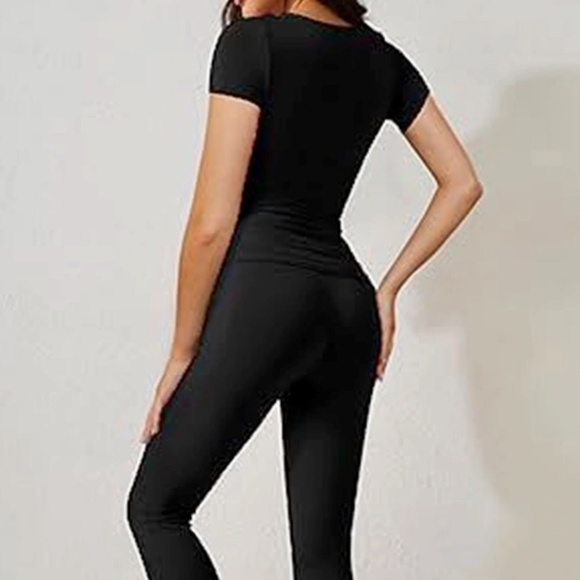 NEW! Supreme Fashion-Two Piece Skinny Jogger Set,Solid Black Elastane Fit Sz Med - Picture 6 of 7
